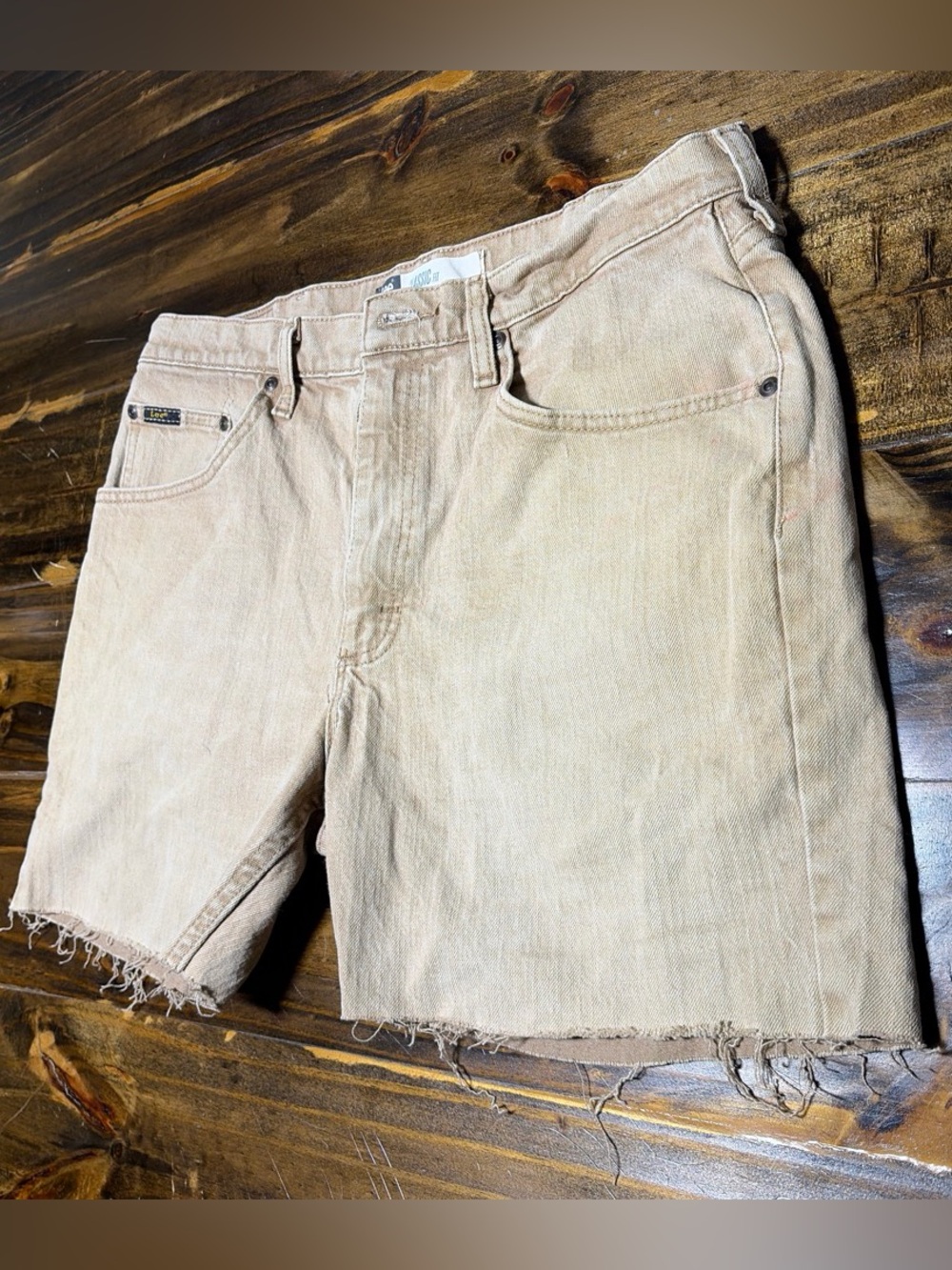 Lee Men's Light Beige Denim Cutoff Shorts